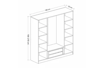 Fruitland Garderobe 180 cm - Antracit - Opbevaring - Tøjopbevaring - Garderobeskabe
