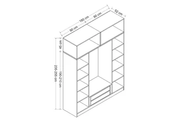 Fruitland Garderobe 180 cm - Brun - Opbevaring - Tøjopbevaring - Garderobeskabe