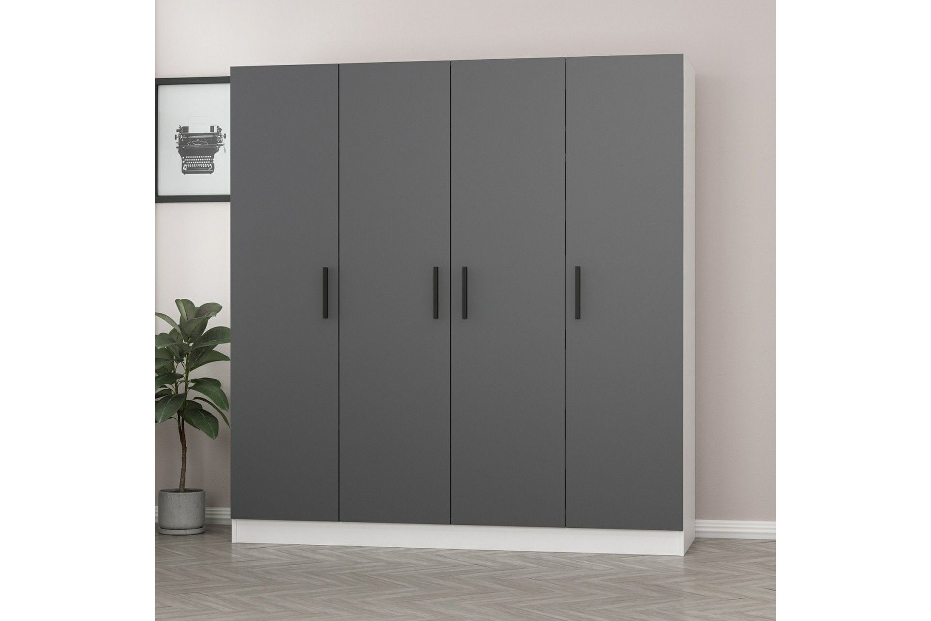 Fruitland Garderobe 180 cm - Grå/Hvid - Opbevaring - Tøjopbevaring - Garderobeskabe
