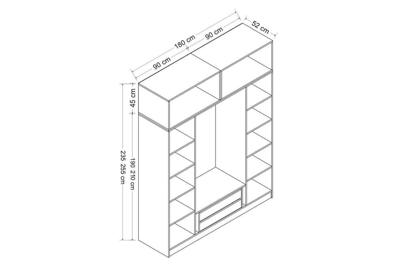 Fruitland Garderobe 180 cm - Hvid - Garderobeskabe - Garderobeskab & klædeskab