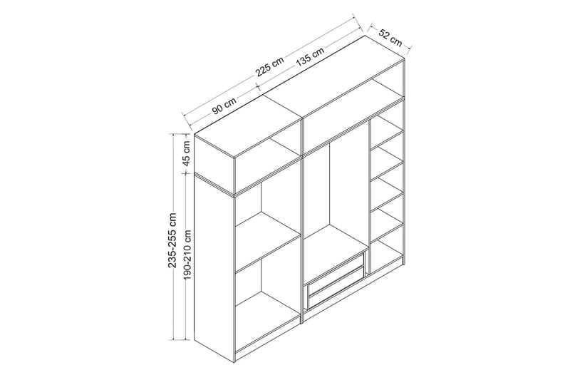 Fruitland Garderobe 180 cm - Hvid - Garderobeskabe - Garderobeskab & klædeskab