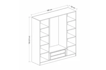 Fruitland Garderobe 180 cm - Hvid - Opbevaring - Tøjopbevaring - Garderobeskabe