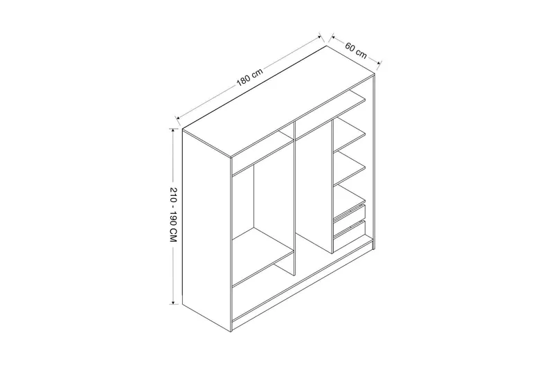 Fruitland Garderobe 180 cm - Sort/Brun - Opbevaring - Tøjopbevaring - Garderobeskabe