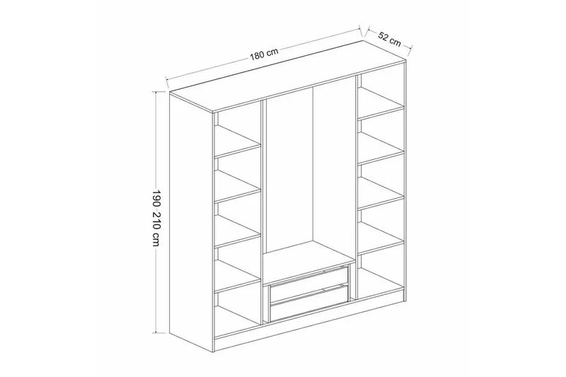 Fruitland Garderobe 180 cm - Valnød finér - Opbevaring - Tøjopbevaring - Garderobeskabe