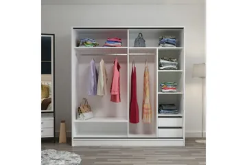 Fruitland Garderobe 220 cm - Hvid - Opbevaring - Tøjopbevaring - Garderobeskabe