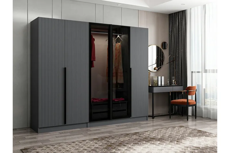 Fruitland Garderobe 225 cm - Antracit - Opbevaring - Tøjopbevaring - Garderobeskabe