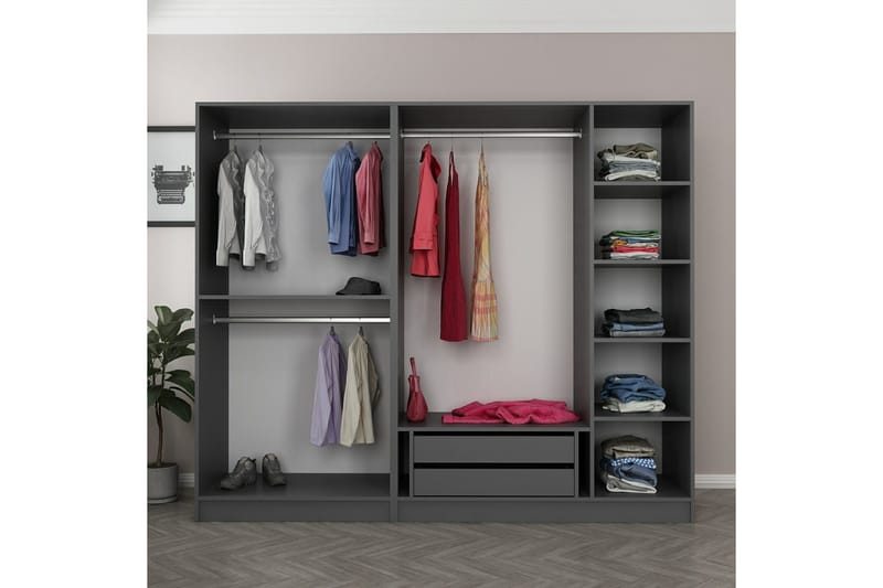 Fruitland Garderobe 225 cm - Antracit - Opbevaring - Tøjopbevaring - Garderobeskabe