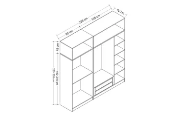 Fruitland Garderobe 225 cm - Antracit - Opbevaring - Tøjopbevaring - Garderobeskabe