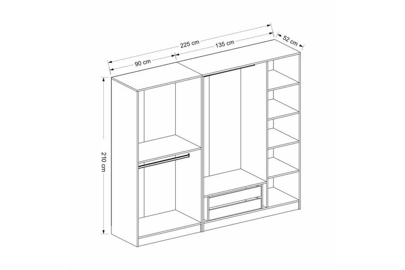 Fruitland Garderobe 225 cm - Antracit - Garderobeskabe - Garderobeskab & klædeskab