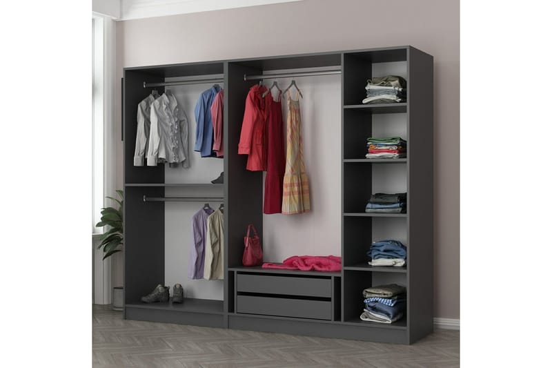 Fruitland Garderobe 225 cm - Antracit - Opbevaring - Tøjopbevaring - Garderobeskabe