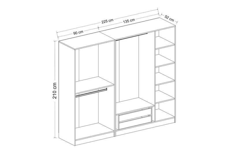 Fruitland Garderobe 225 cm - Brun - Garderobeskabe - Garderobeskab & klædeskab