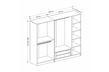 Fruitland Garderobe 225 cm - Hvid - Opbevaring - Tøjopbevaring - Garderobeskabe