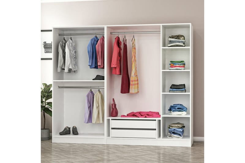 Fruitland Garderobe 225 cm - Hvid - Garderobeskabe - Garderobeskab & klædeskab