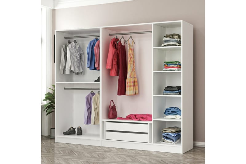 Fruitland Garderobe 225 cm - Hvid - Garderobeskabe - Garderobeskab & klædeskab