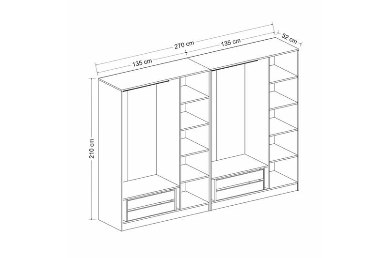 Fruitland Garderobe 225 cm - Hvid - Garderobeskabe - Garderobeskab & klædeskab