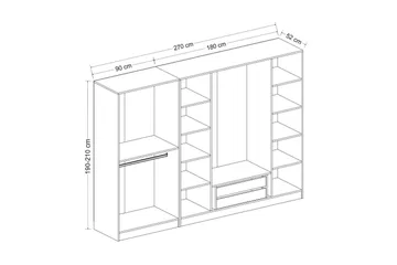 Fruitland Garderobe 270 cm - Antracit - Opbevaring - Tøjopbevaring - Garderobeskabe