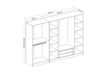 Fruitland Garderobe 270 cm - Antracit - Opbevaring - Tøjopbevaring - Garderobeskabe