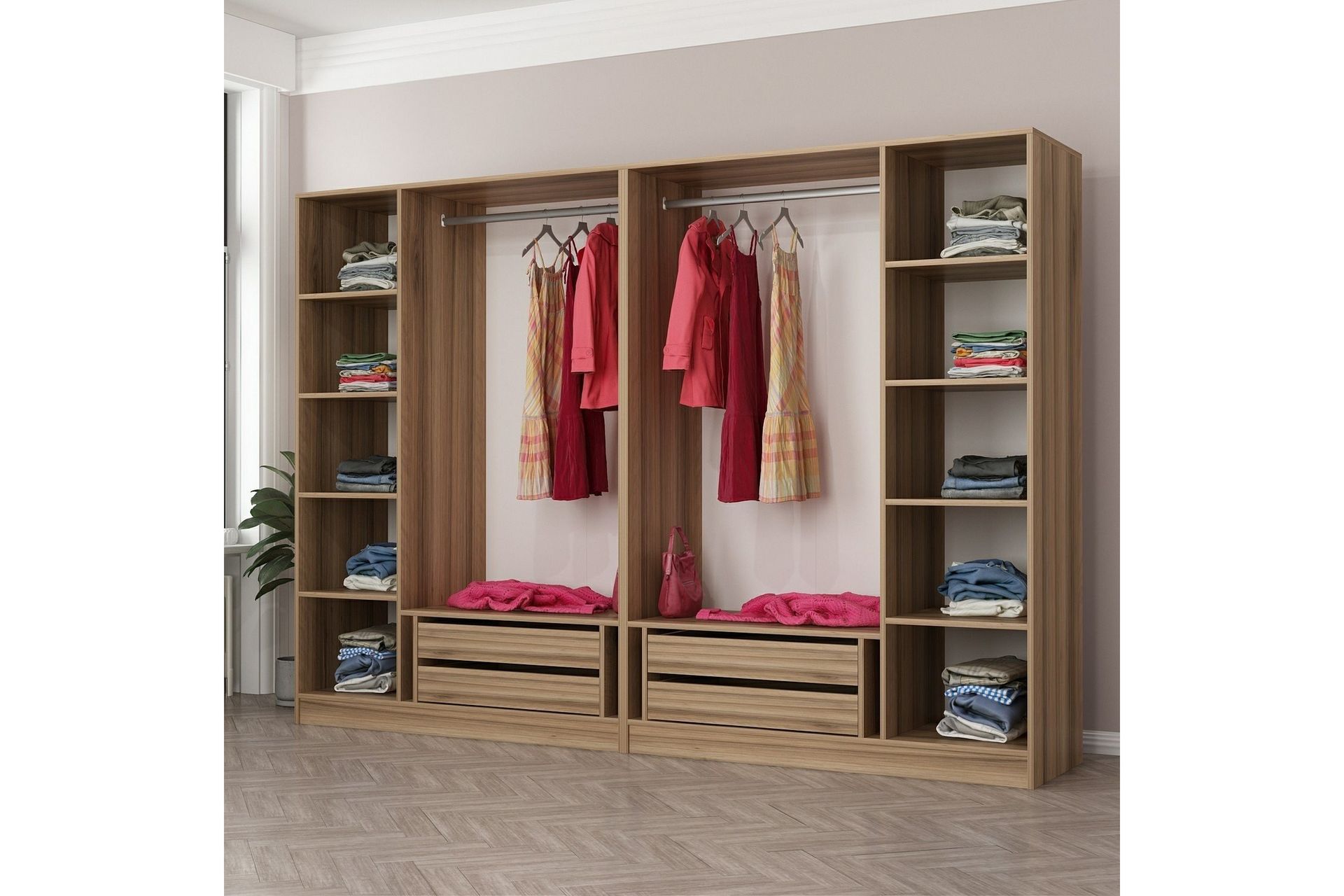 Fruitland Garderobe 270 cm - Grå/Brun - Opbevaring - Tøjopbevaring - Garderobeskabe