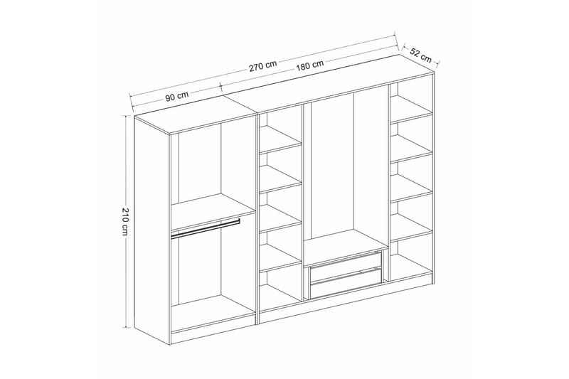 Fruitland Garderobe 270 cm - Hvid - Garderobeskabe - Garderobeskab & klædeskab