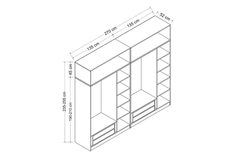 Fruitland Garderobe 270 cm - Hvid - Garderobeskabe - Garderobeskab & klædeskab