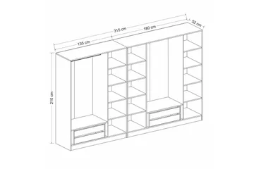 Fruitland Garderobe 315 cm - Antracit - Opbevaring - Tøjopbevaring - Garderobeskabe
