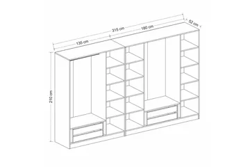 Fruitland Garderobe 315 cm - Antracit - Opbevaring - Tøjopbevaring - Garderobeskabe