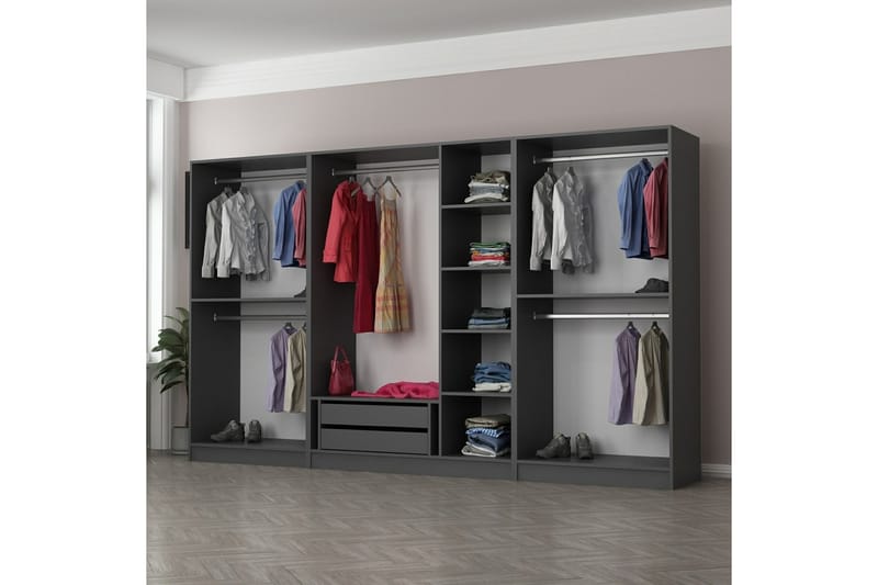 Fruitland Garderobe 315 cm - Antracit - Garderobeskabe - Garderobeskab & klædeskab