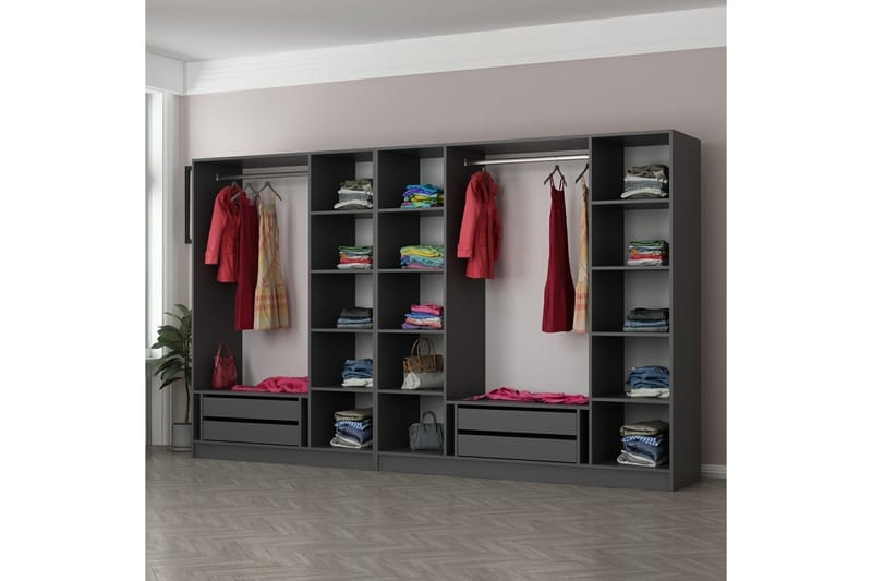 Fruitland Garderobe 315 cm - Antracit - Opbevaring - Tøjopbevaring - Garderobeskabe