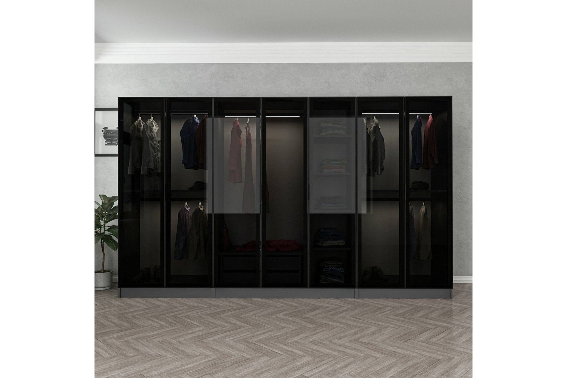 Fruitland Garderobe 315 cm - Antracit - Opbevaring - Tøjopbevaring - Garderobeskabe