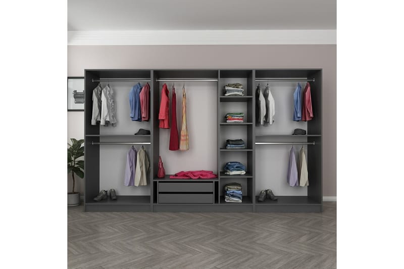 Fruitland Garderobe 315 cm - Antracit - Opbevaring - Tøjopbevaring - Garderobeskabe