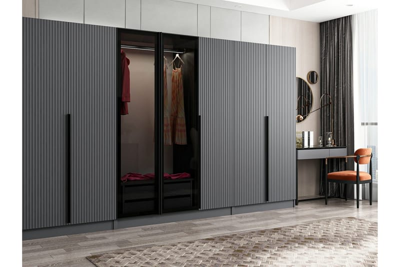 Fruitland Garderobe 315 cm - Antracit - Opbevaring - Tøjopbevaring - Garderobeskabe