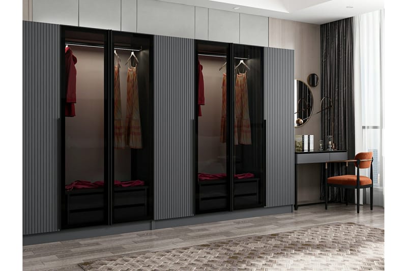 Fruitland Garderobe 315 cm - Antracit - Opbevaring - Tøjopbevaring - Garderobeskabe