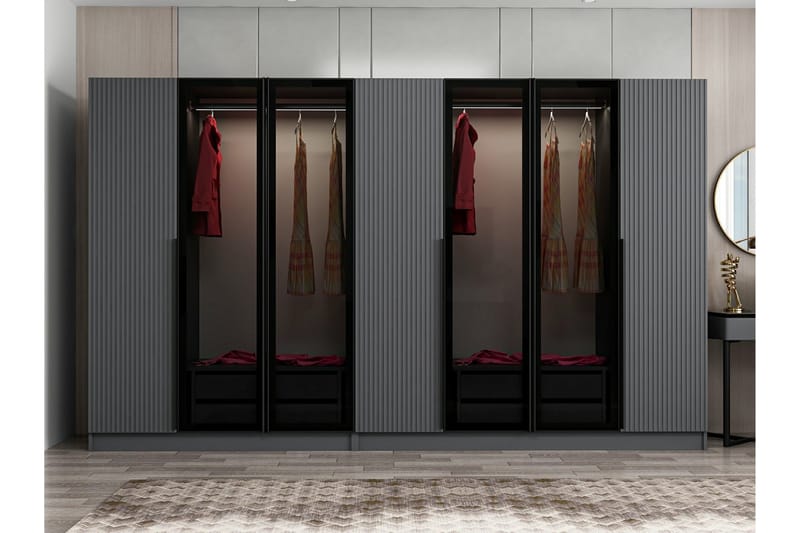 Fruitland Garderobe 315 cm - Antracit - Opbevaring - Tøjopbevaring - Garderobeskabe