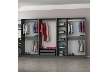 Fruitland Garderobe 315 cm - Antracit - Opbevaring - Tøjopbevaring - Garderobeskabe