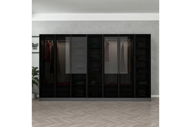 Fruitland Garderobe 315 cm - Antracit - Opbevaring - Tøjopbevaring - Garderobeskabe