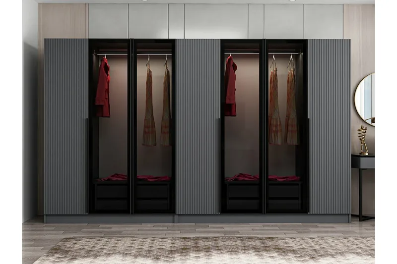 Fruitland Garderobe 315 cm - Antracit - Opbevaring - Tøjopbevaring - Garderobeskabe