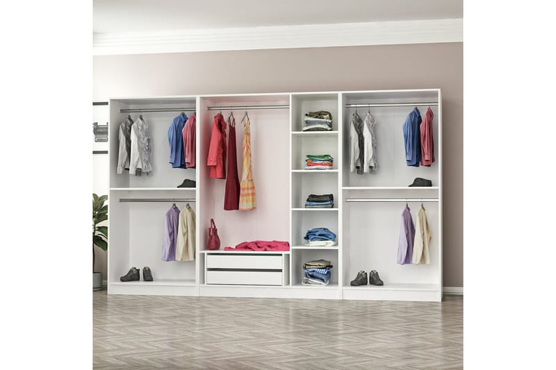 Fruitland Garderobe 315 cm - Hvid - Garderobeskabe - Garderobeskab & klædeskab