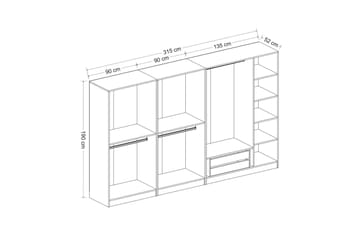 Fruitland Garderobe 315 cm - Hvid - Opbevaring - Tøjopbevaring - Garderobeskabe