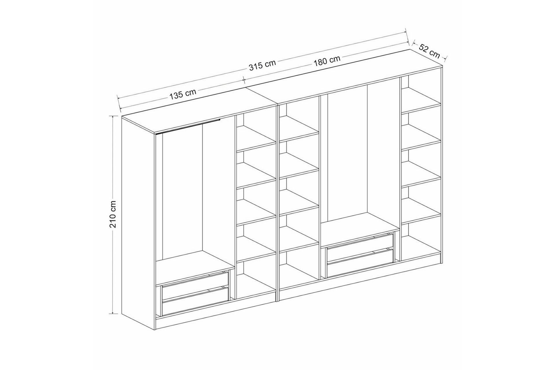Fruitland Garderobe 315 cm - Hvid - Opbevaring - Tøjopbevaring - Garderobeskabe