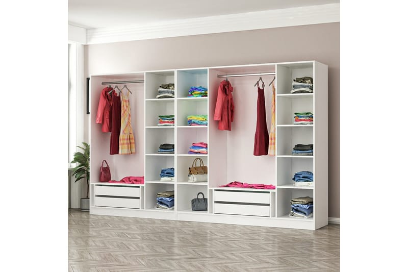 Fruitland Garderobe 315 cm - Hvid - Garderobeskabe - Garderobeskab & klædeskab