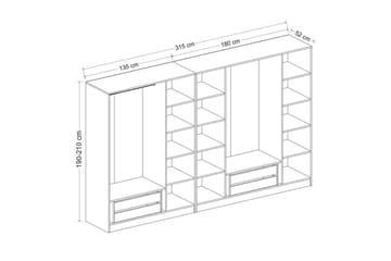 Fruitland Garderobe 315 cm - Oak - Opbevaring - Tøjopbevaring - Garderobeskabe