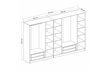 Fruitland Garderobe 315 cm - Oak - Opbevaring - Tøjopbevaring - Garderobeskabe