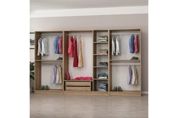 Fruitland Garderobe 315 cm - Oak - Opbevaring - Tøjopbevaring - Garderobeskabe
