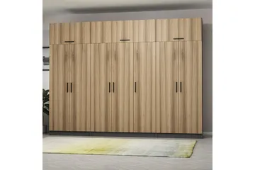 Fruitland Garderobe 315x235 cm - Valnød/Antracit - Opbevaring - Tøjopbevaring - Garderobeskabe