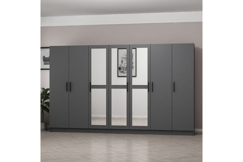 Fruitland Garderobe med Spejl - Antracit - Opbevaring - Tøjopbevaring - Garderobeskabe