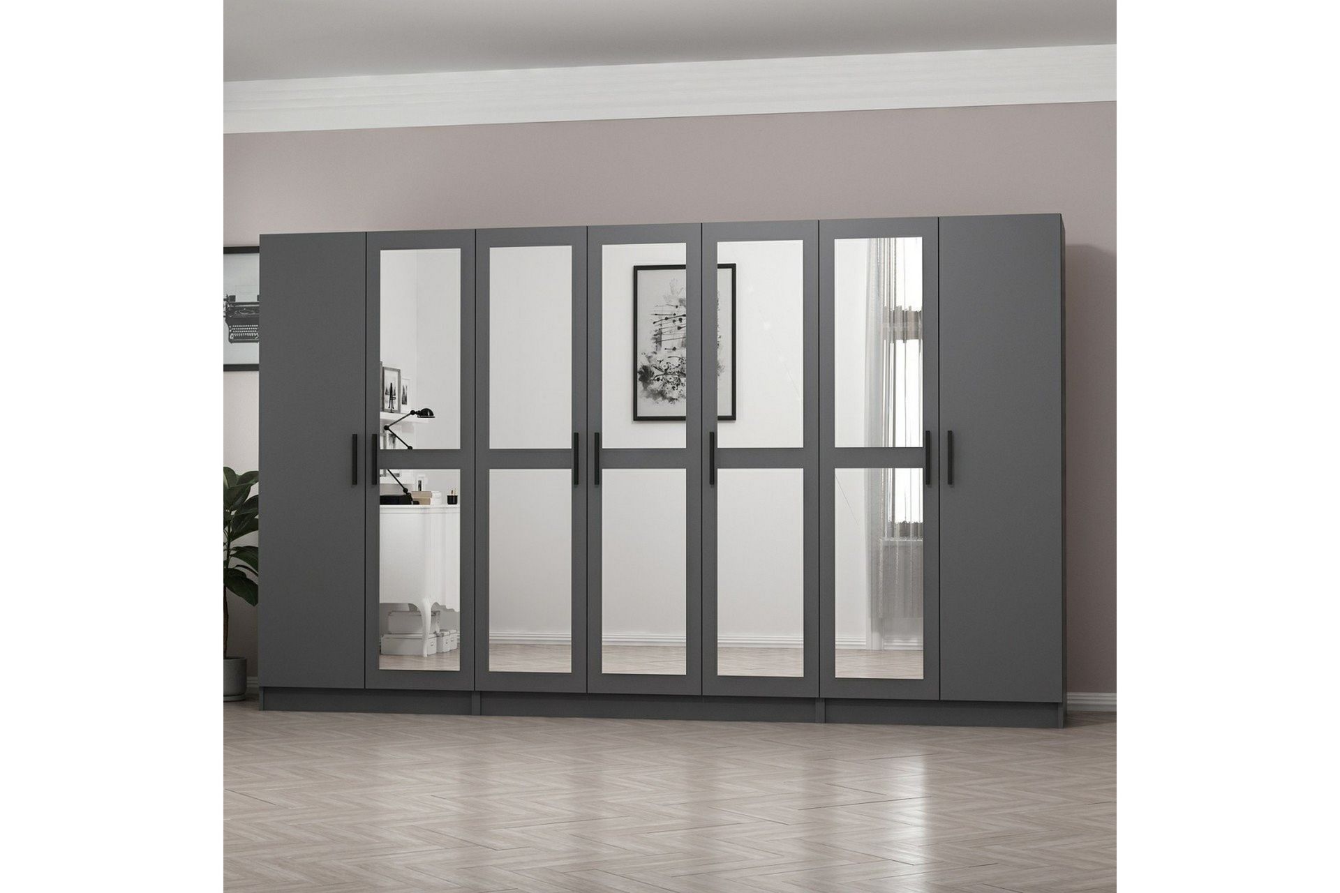Fruitland Garderobe med Spejl - Antracit - Opbevaring - Tøjopbevaring - Garderobeskabe