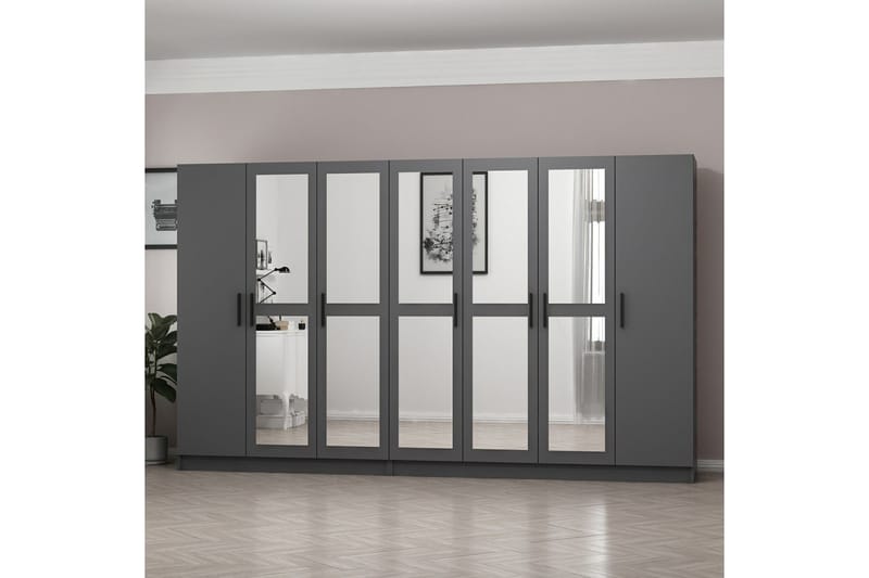 Fruitland Garderobe med Spejl - Antracit - Opbevaring - Tøjopbevaring - Garderobeskabe
