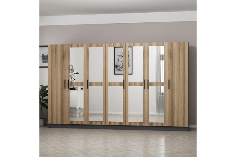 Fruitland Garderobe med Spejl - Brun - Opbevaring - Tøjopbevaring - Garderobeskabe
