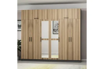 Fruitland Garderobe med Spejl - Brun/Grå - Opbevaring - Tøjopbevaring - Garderobeskabe