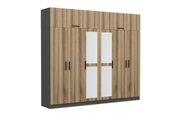 Fruitland Garderobe med Spejl - Brun/Grå - Opbevaring - Tøjopbevaring - Garderobeskabe